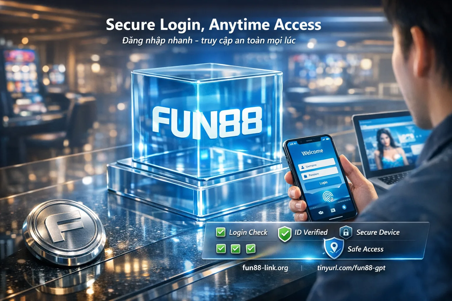 đăng nhập tài khoản Fun88 qua web và ứng dụng di động